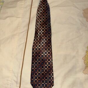 Alexander Julian Geometric Patterned Tie - Blue and Copper Brown NWT. (TW 1)